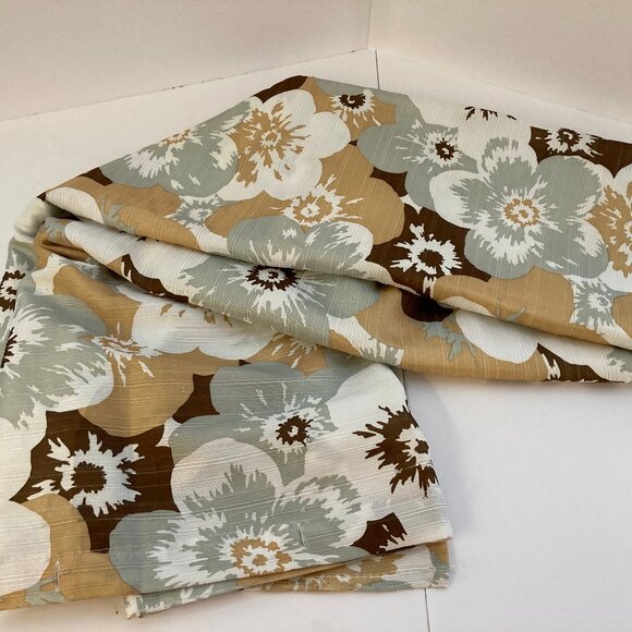 Fabric Shower Curtain 72" x 72" Gold Gray Brown Floral - Picture 2 of 10